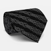 Gray On Black Twisted Curvy Line Drawing Pattern Stropdas (Opgerold)