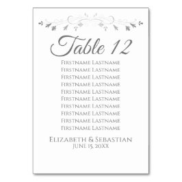 Gray op White Simple Wedding Seating Chart Kaart