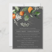 Gray Oranje Blossom Fauna Rehearsal Dinner Invite Bedankkaart (Voorkant)