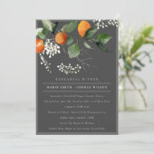 Gray Oranje Blossom Fauna Rehearsal Dinner Invite Bedankkaart (Staand voorkant)