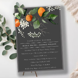 Gray Oranje Blossom Fauna Rehearsal Dinner Invite Bedankkaart