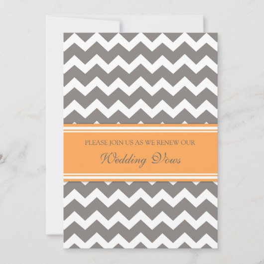 Gray Oranje Chevron Wedding Vow Renewal Uitnodigin Kaart (Voorkant)
