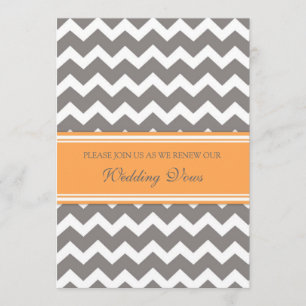 Gray Oranje Chevron Wedding Vow Renewal Uitnodigin Kaart