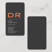 Gray Oranje Trendy Monogram Professional Visitekaartje (Voorkant / Achterkant)