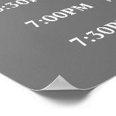 Gray Order of Events Wedding Day Schedule Poster (Hoek)