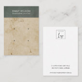 GRAY OUD PAPIERTEXTURE 2 STUD EARRING DISPLAY VISITEKAARTJE (Voorkant / Achterkant)