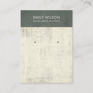 GRAY OUDE NEWSPAPER STUD EARING DISPLAY VISITEKAARTJE