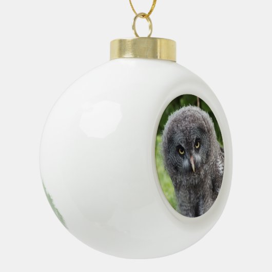 GRAY OWL KERAMISCHE BAL ORNAMENT (Links)