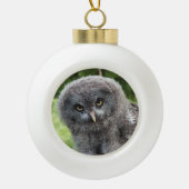 GRAY OWL KERAMISCHE BAL ORNAMENT (Voorkant)