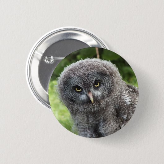 GRAY OWL RONDE BUTTON 5,7 CM (Voorkant /achterkant)