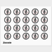 Gray Owl Roze Orchideeën Ronde Sticker (Vel)
