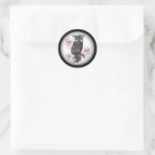 Gray Owl Roze Orchideeën Ronde Sticker (Tas)