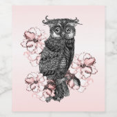 Gray Owl Roze Orchideeën Wijn Etiket (Enkel label)