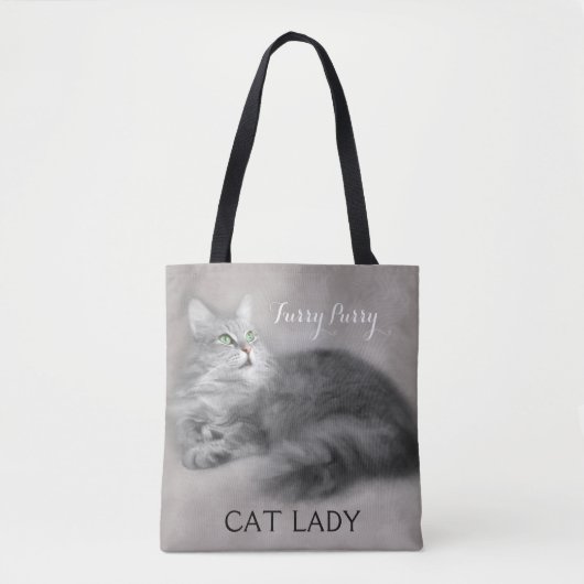 Gray Painted Crazy Cat Lady Canvas tas (Voorkant)