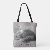 Gray Painted Crazy Cat Lady Canvas tas (Achterkant)