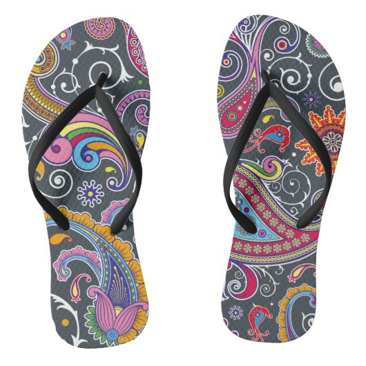 Gray Paisley Pattern Teenslippers (Voetbed)