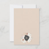 Gray Pampas Charcoal Wreath Boho Monogram Wedding RSVP Kaartje (Achterkant)