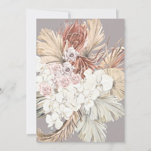 Gray Pampas Grass Floral Ultimate Tropical Oerwoud Save The Date (Achterkant)