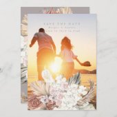 Gray Pampas Grass Floral Ultimate Tropical Oerwoud Save The Date (Voorkant / Achterkant)
