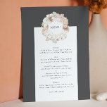 Gray Pampas Wreath Charcoal Boho Monogram Wedding Menu<br><div class="desc">Gray Pampas Wreath Charcoal Boho Monogram Wedding</div>
