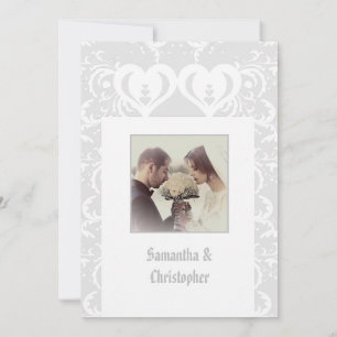 Gray papercut huwelijksfoto uitnodiging