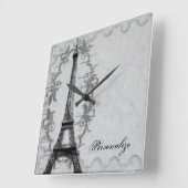 Gray Paris Grunge Wall Clock Vierkante Klok (Hoek)