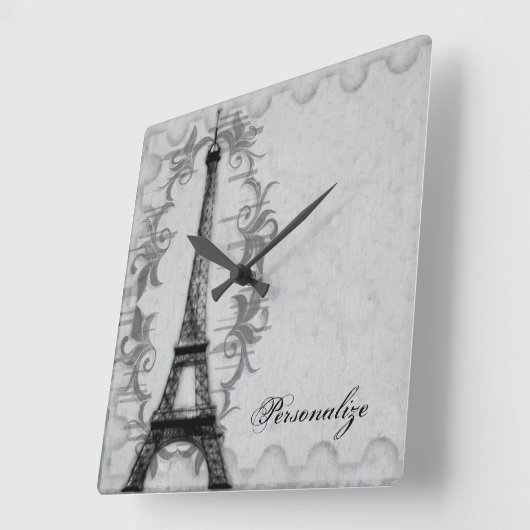 Gray Paris Grunge Wall Clock Vierkante Klok (Hoek)