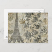 Gray Parisian Collage Briefkaart (Voorkant / Achterkant)