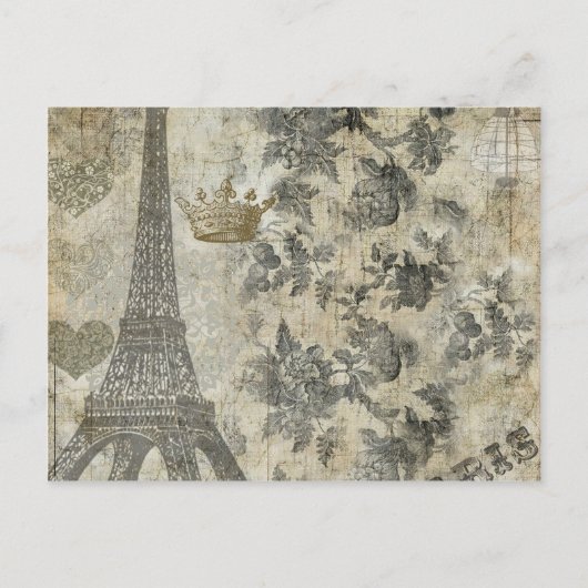 Gray Parisian Collage Briefkaart (Voorkant)