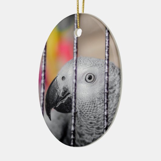 Gray Parrot Keramisch Ornament (Links)