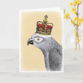 Gray Parrot met koninklijke kroon Kaart (Gele Bloem)
