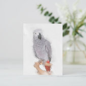 Gray Parrot Portrait Faux Briefkaart (Staand voorkant)