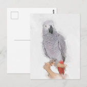 Gray Parrot Portrait Faux Briefkaart (Voorkant / Achterkant)