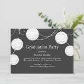 Gray Party Lantern Afstuderen Invitation Kaart (Staand voorkant)