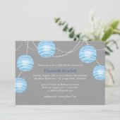 Gray Party Lantern Baby shower Invitation Kaart (Staand voorkant)