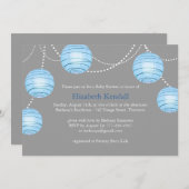 Gray Party Lantern Baby shower Invitation Kaart (Voorkant / Achterkant)