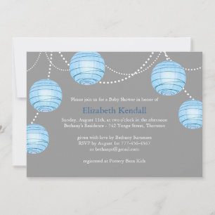 Gray Party Lantern Baby shower Invitation Kaart