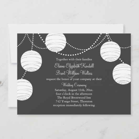 Gray Party Lantern Wedding Invitation Kaart (Voorkant)