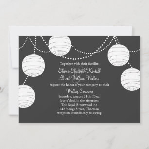 Gray Party Lantern Wedding Invitation Kaart