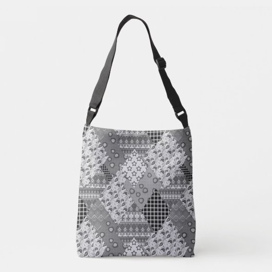 Gray Patchwork Patchwork Patroon Crossbody Tas (Achterkant)
