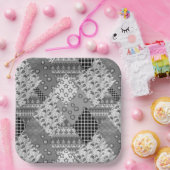Gray Patchwork Patchwork Patroon Papieren Bordje (Feest)