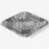 Gray Patchwork Patchwork Patroon Papieren Bordje (Gebogen)