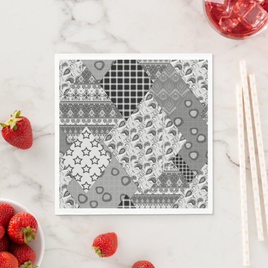 Gray Patchwork Patchwork Patroon Servet (Insitu)