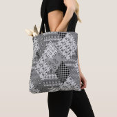 Gray Patchwork Patchwork Patroon Tote Bag (Dichtbij)