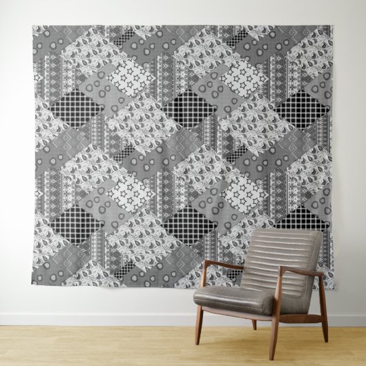 Gray Patchwork Patchwork Patroon Wandkleed (In Situ (horizontaal))