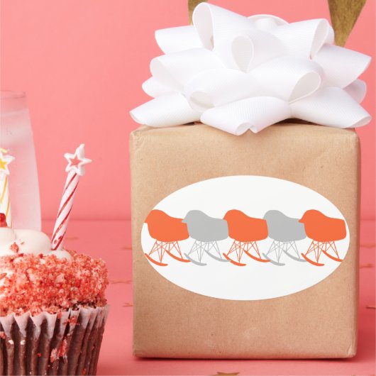 Gray Patroonstoel voor midden-eeuwen Silhouette Ovale Sticker (Feest)