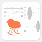 Gray Patroonstoel voor midden-eeuwen Silhouette Vierkante Sticker (Voorkant)