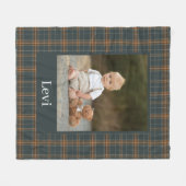 Gray Pattern Boy Name Custom Photo Kinder Fleece Deken (Voorkant (Horizontaal))
