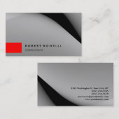 Gray Pattern Red Stripe Consultant Visitekaartje (Voorkant / Achterkant)