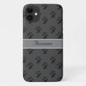Gray paw-patroon en kalligrafie Case-Mate iPhone case (Achterkant)